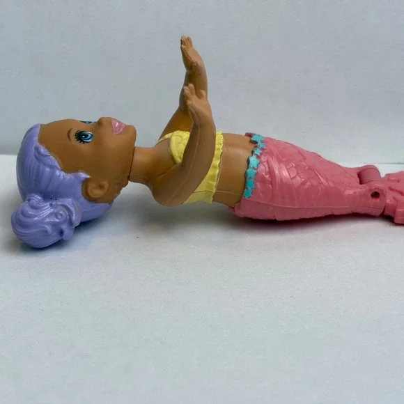 Mattel Barbie Dreamtopia Mermaid Doll Purple Hair Yellow Top Pink Tail Kids Toy - Picture 5 of 7